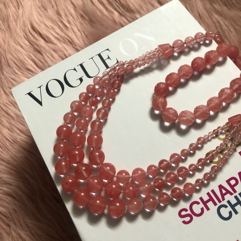 Polished Rose Quartz Jewelry Set